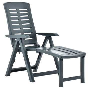 vidaXL Deckchair Patio Lounge Chair Outdoor Folding Sunlounger Green Plastic