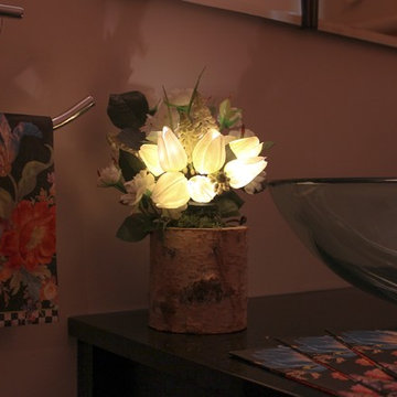 Spring Tulips - White in Birch Wood Vase