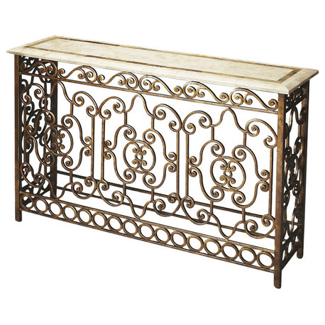 Butler Contessa Iron & Fossil Stone Console Table