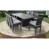 Barbados Rectangular Outdoor Patio Dining Table with 8 Armless Chairs in Grey