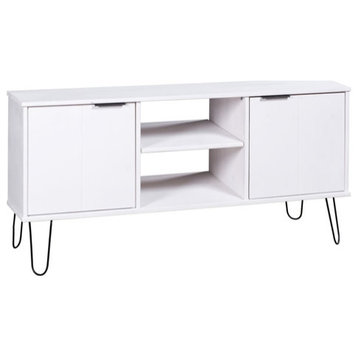 vidaXL TV Stand TV Console Sideboard Media Unit New York White Solid Pine Wood