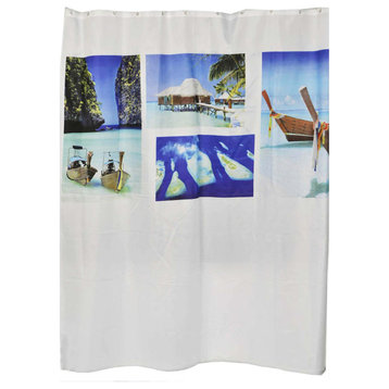 Extra Long Shower Curtain Polyester Beach 71L x 79H