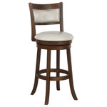 OSP Home Furnishings - 30" Swivel Stool, Cream Faux Leather With Dark Walnut Finish - There's nothing more maneuvarable than a swivel stool for your home. Moving side to side with its swivel function brings more flexibility to the kitchen than ever before. Composed of solid wood with an attached foot rest for comfort. Whether at a breakfast bar or a nook in the kitchen, the Swivel 30" Stool from OSP Home Furnishings will make dining feel more engaging.