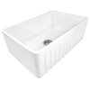 Ruvati 33 Inch Fireclay Reversible Farmhouse Apron-Front Kitchen Sink in White