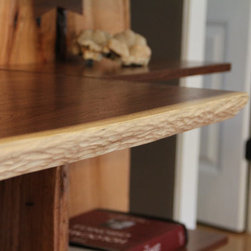 Rustic Live Edge Oak Slab Bookcase / Built In Desk - Products