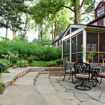 Green Hand-Crafted Stone Patio