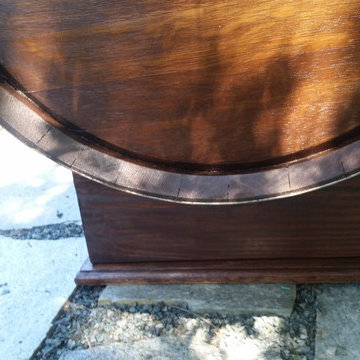 Wine Barrel Glass Top Coffee Table