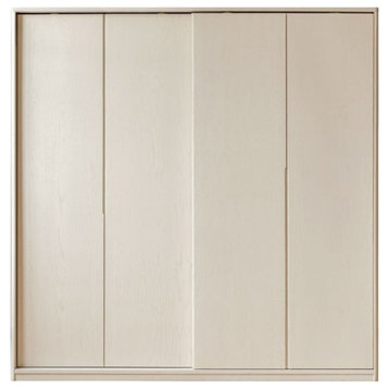 Oak Solid Wood Cream Wardrobe Sliding Door, 78.7x24.4x86.6"