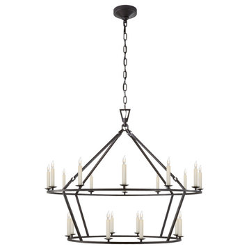 Darlana Large Two-Tiered Ring Chandelier in Aged Iron