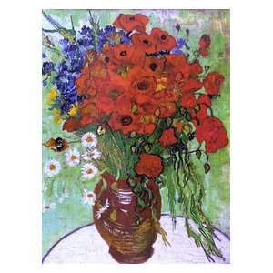 Vincent Van Gogh A Vase With Red Poppies And Daisies Wall Decal