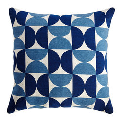 BLUE SEMICIRCLE PILLOW COVER &ndash; SQUARE - NEW - Decorative Pillows