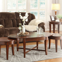 VIOLETTA CLASSIC 3PCS WARM CHERRY WOOD OCCASIONAL COFFEE TABLE SET - Coffee Table Sets