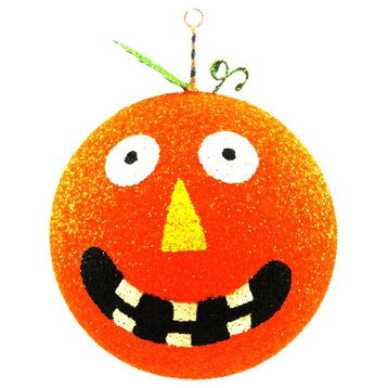 Halloween Jack Pumpkin Ornament Styrofoam/Glitter 67957 Round