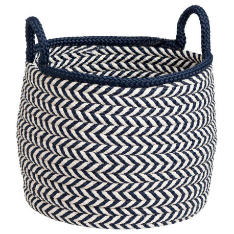 Preve Basket, White/Navy 12"x12"x12"