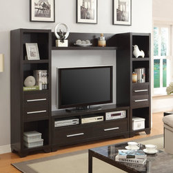Modern Cappuccino Entertainment Wall Unit - $862.50 - Entertainment Centers And Tv Stands