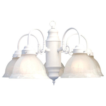 Woodbridge Lighting Basic Chandelier, White, 5l - 24"d, Custom Marble Glass