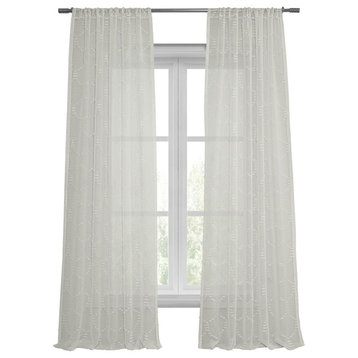 Marseille Shell Patterned Linen Sheer Curtain, 50"x96"