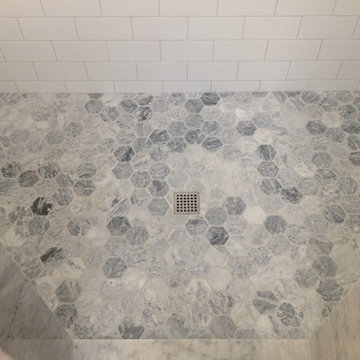 Carrara Marble with Brushed Nickel Drain by Wedi