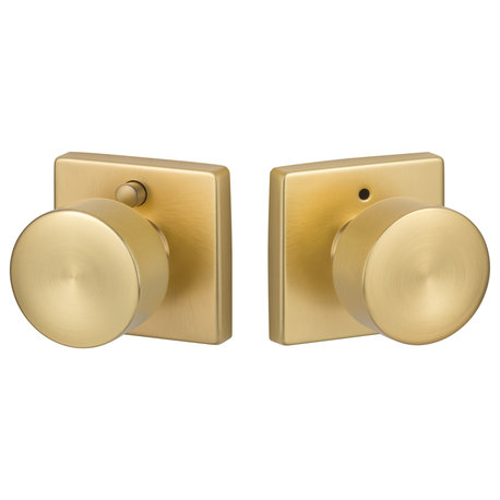 Modern Series Bergen Square Privacy Knob, Satin Brass