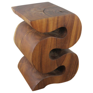 Haussmann Wood Big Wave Verve Accent Snake Table, 14"x14"x20", Walnut Oil