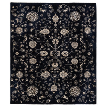 Eclectic, One-of-a-Kind Hand-Knotted Area Rug Black, 8'1"x9'9"