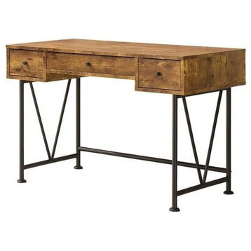 Pemberly Row 3 Drawer Writing Desk in Antique Nutmeg and Black