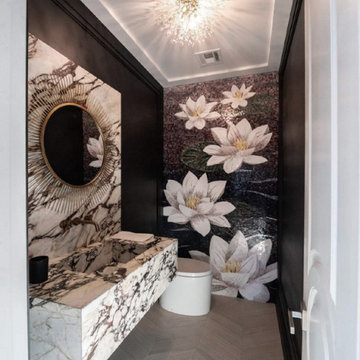 Bathroom Sink Slab and Glass Mosaic