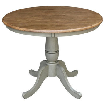 36" Round Wood Distressed Hickory/Stone Table-Dining Height