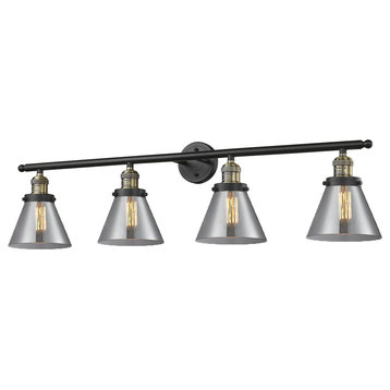 Innovations Large Cone 4-Light Dimmable LED Bathroom Fixture, Antique Brass