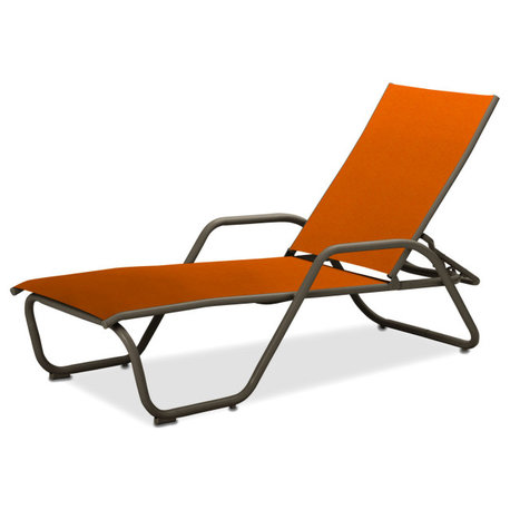 Gardenella Sling 4-Position Chaise, Textured Beachwood, Tangerine