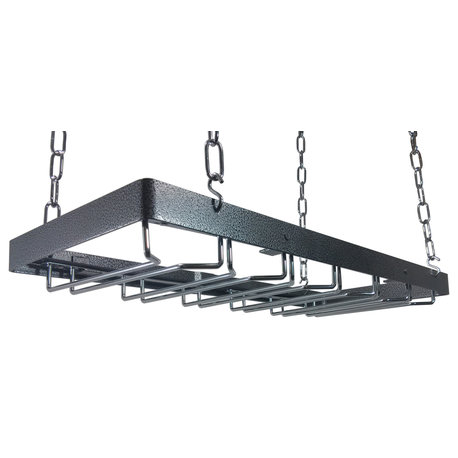 Rogar Hanging Wine Glass Rack, Hammered Steel