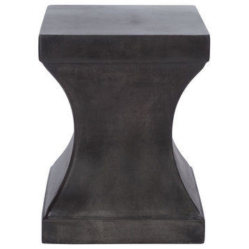 Safavieh Outdoor Curby Concrete Accent Stool Black