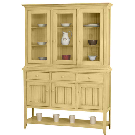 Coastal Dining Hutch and Buffet China Cabinet, Cupola Yellow