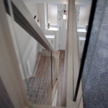 Grey Stained Oak and Glass Staircase