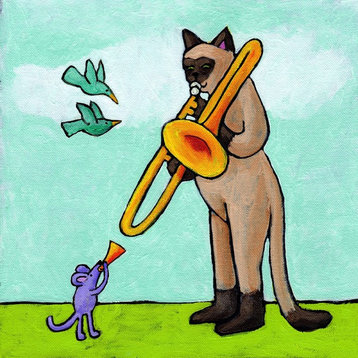 Marmont Hill, "Cat and Mouse Music" by Janet Nelson on Wrapped Canvas, 48x48