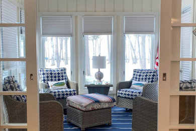 Inspiration for a mid-sized coastal vinyl floor and brown floor sunroom remodel in Other with a standard ceiling