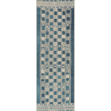 Mika In/out Area Rug by Loloi, Blue / Ivory, 2'5"x11'2"