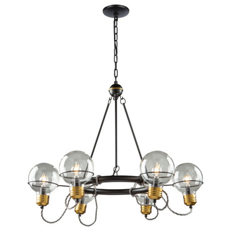 Martina - Chandelier - 6-Light - Black/Brushed Brass