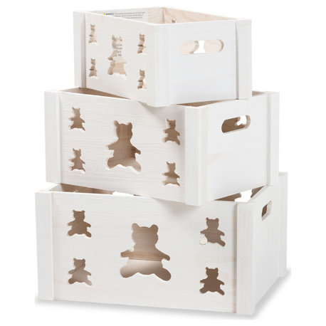 Gale Modern White 3-Piece Storage Crate Set