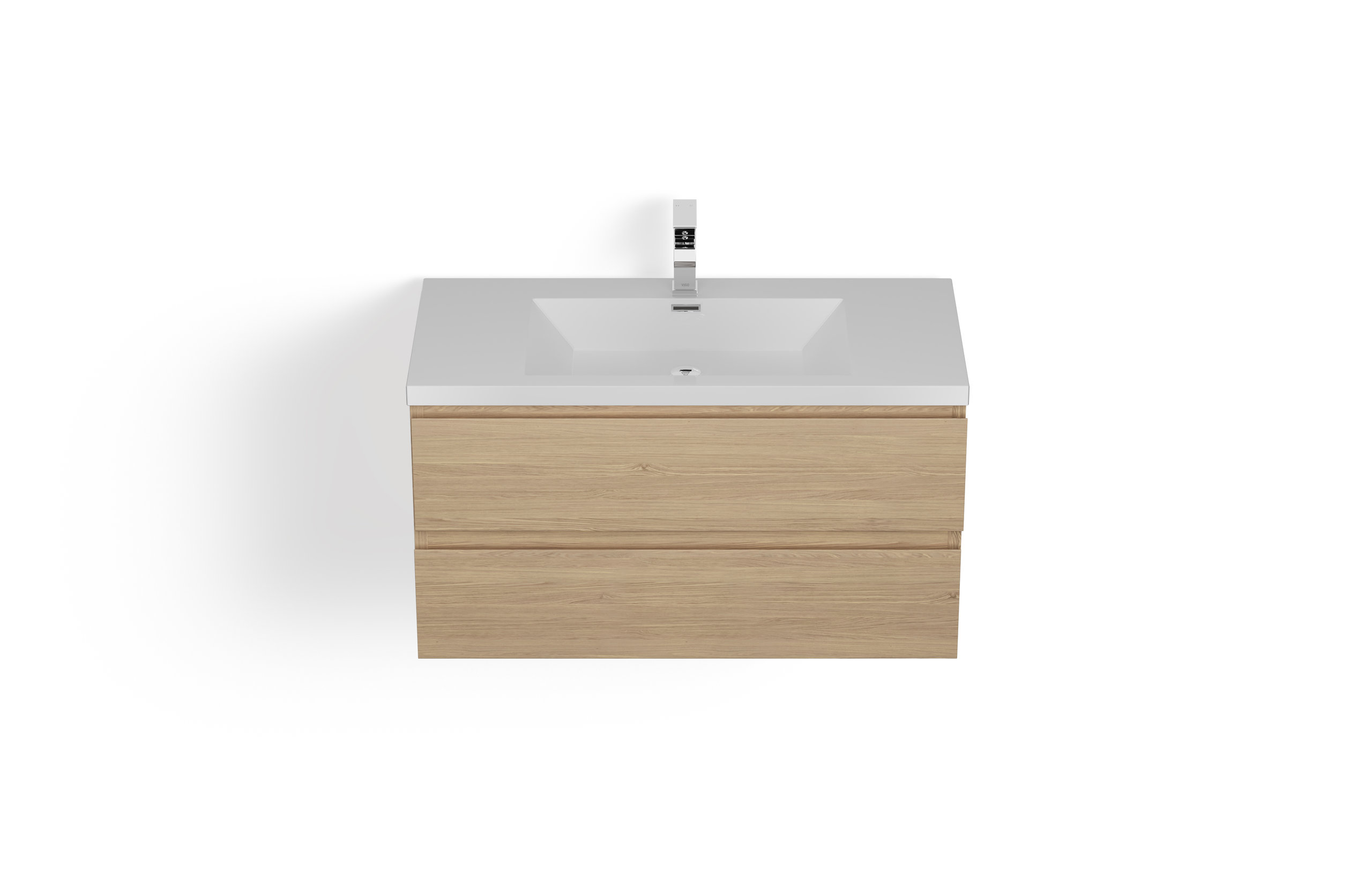 MOB Bath Vanity, White Oak, 42", Single Sink, Wall Mount