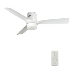 CARRO - CARRO Flush Mount Ceiling Fan with Dim LED Light and Remote 10 Speed DC Motor, White, 52" - Ceiling Fans