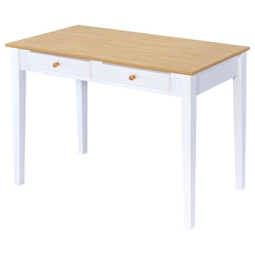 30" Oak Top Cottage White Desk With 2 Drawers