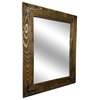 Shiplap Framed Mirror With Decorative Corner Brackets, Driftwood, 36"x30"