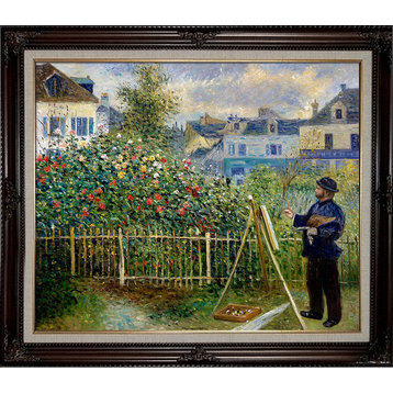 La Pastiche Monet Painting in His Garden at Argenteuil, 1873 with Frame, 26x30