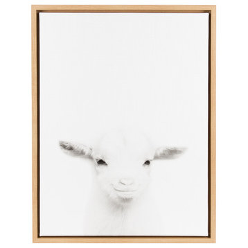 Sylvie Baby Goat, Natural Framed Canvas Wall Art by Simon Te Tai