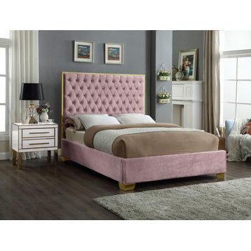Lana Velvet Bed, Pink, Queen