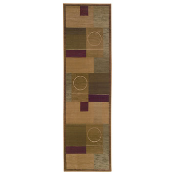 Generations 1987g Rug, Green/Brown, 2'7"x9'1"