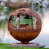 Round Up - Ranch Steel Fire Pit Sphere with Flat Steel Base