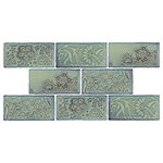 Merola Tile - Antic Feelings Agua Marina Ceramic Wall Tile - Capturing the appearance of a patterned look, our Antic Feelings Agua Marina Ceramic Wall Tile features a smooth, glossy finish, providing decorative appeal that adapts to a variety of stylistic contexts. Containing 4 different print variations that are randomly distributed throughout each case, this green rectangle tile offers a one-of-a-kind look. With its non-vitreous features, this tile is an ideal selection for indoor commercial and residential installations, including kitchens, bathrooms, backsplashes, showers, hallways and fireplace facades. This tile is a perfect choice on its own or paired with other products in the Antic Collection. Tile is the better choice for your space!