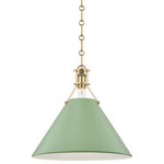 Hudson Valley Lighting - Painted No.2 Large 1-Light Pendant, Aged Brass, Leaf Green Shade - Painted No.2 has an effortless look, the result of careful consideration. A relaxed form with timeless style, three beautiful finish options make it feel fresh. Adjustable and utilitarian, approachable and universal, this collection adds texture through its components and charm through its many circle details.